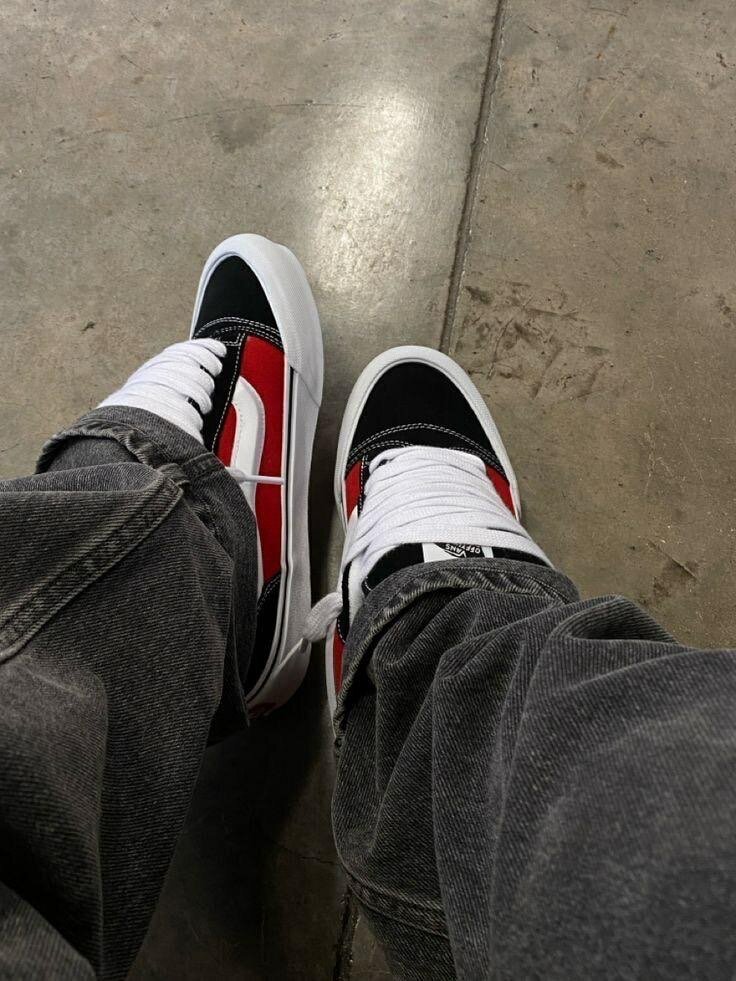 Vans knu skool(red black and white )