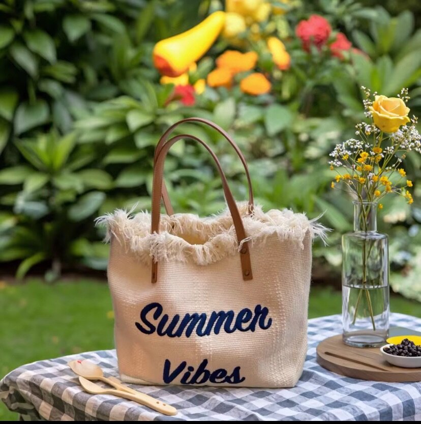 Sac fourre-tout en toile "Summer Vibes"