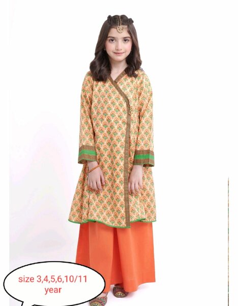 Panel lawn frock with plazzo branded