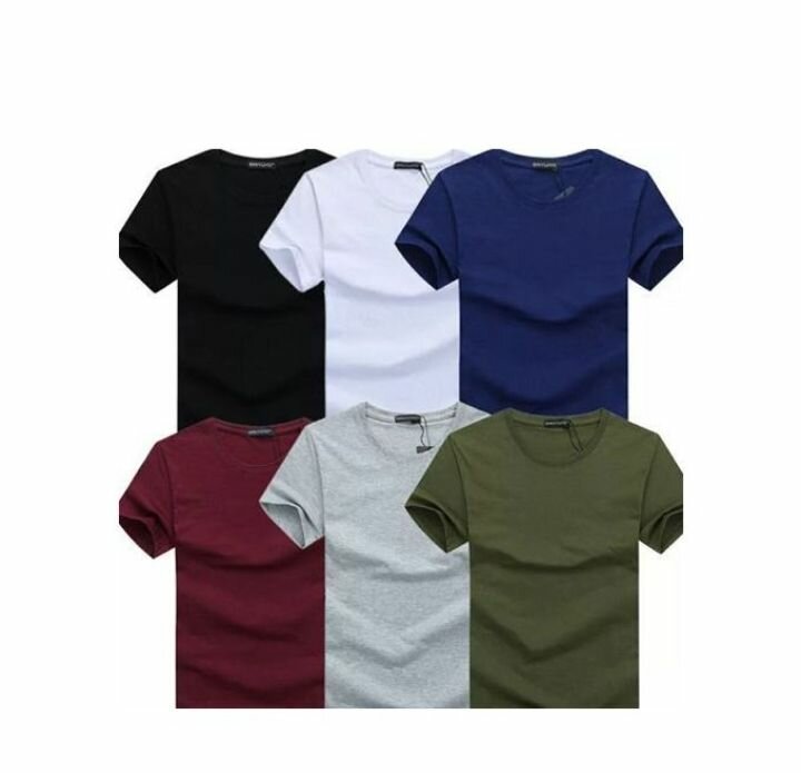 Casual Round Neck Short Sleeve T-Shirt - 6 Pieces - Multicol