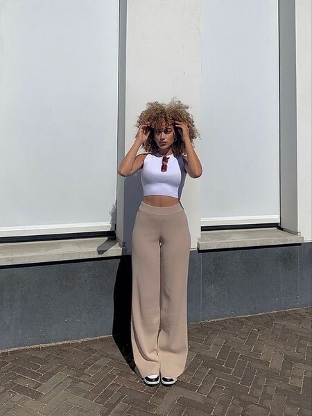 Pantalon large élégant & haut