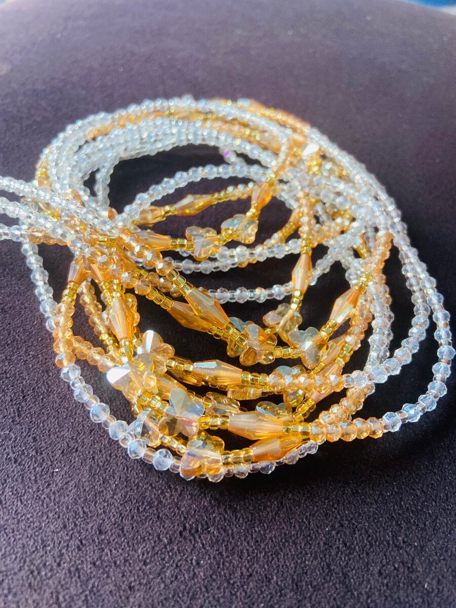 Gold and clear crystal beads