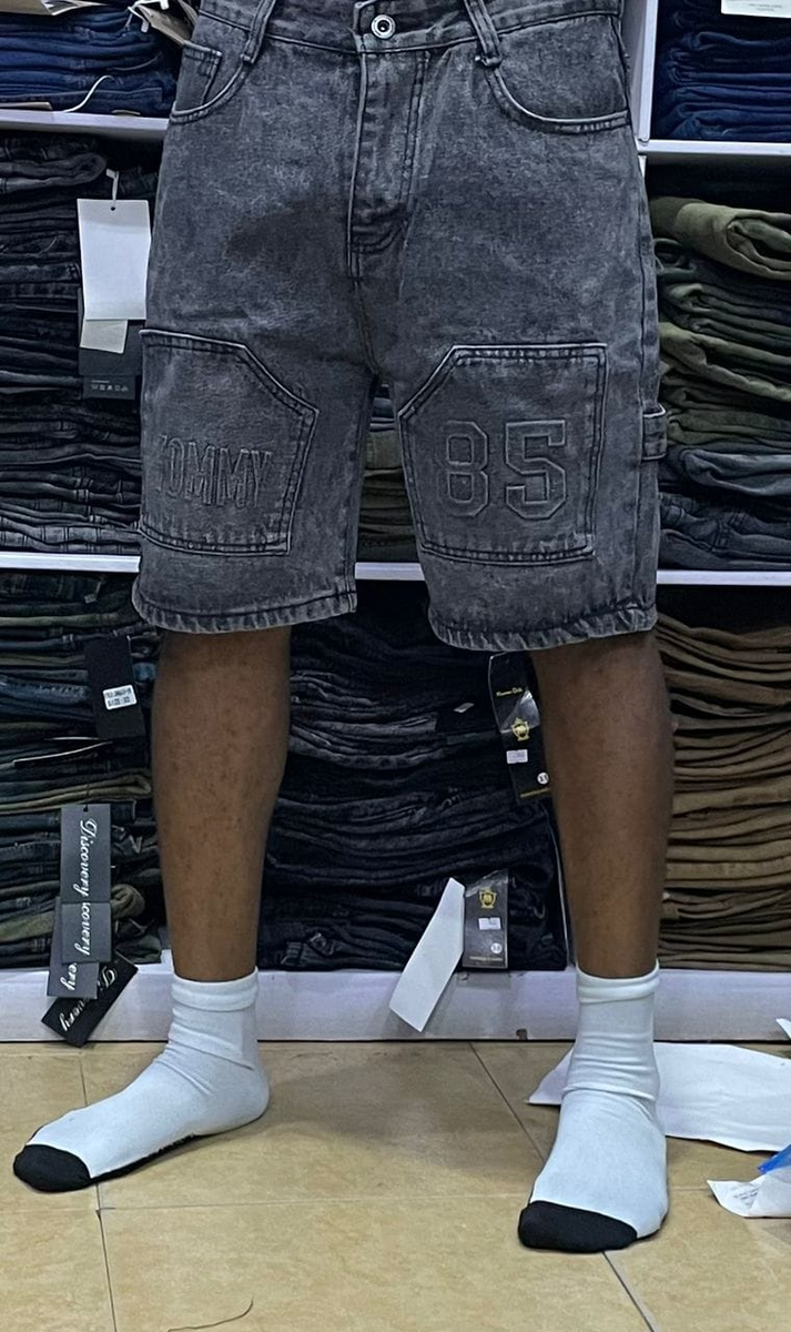 gray denim shorts