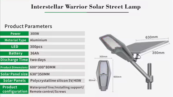 Lampe Solaire Extérieure 300w