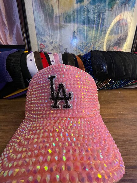 Casquette strass rose glamour