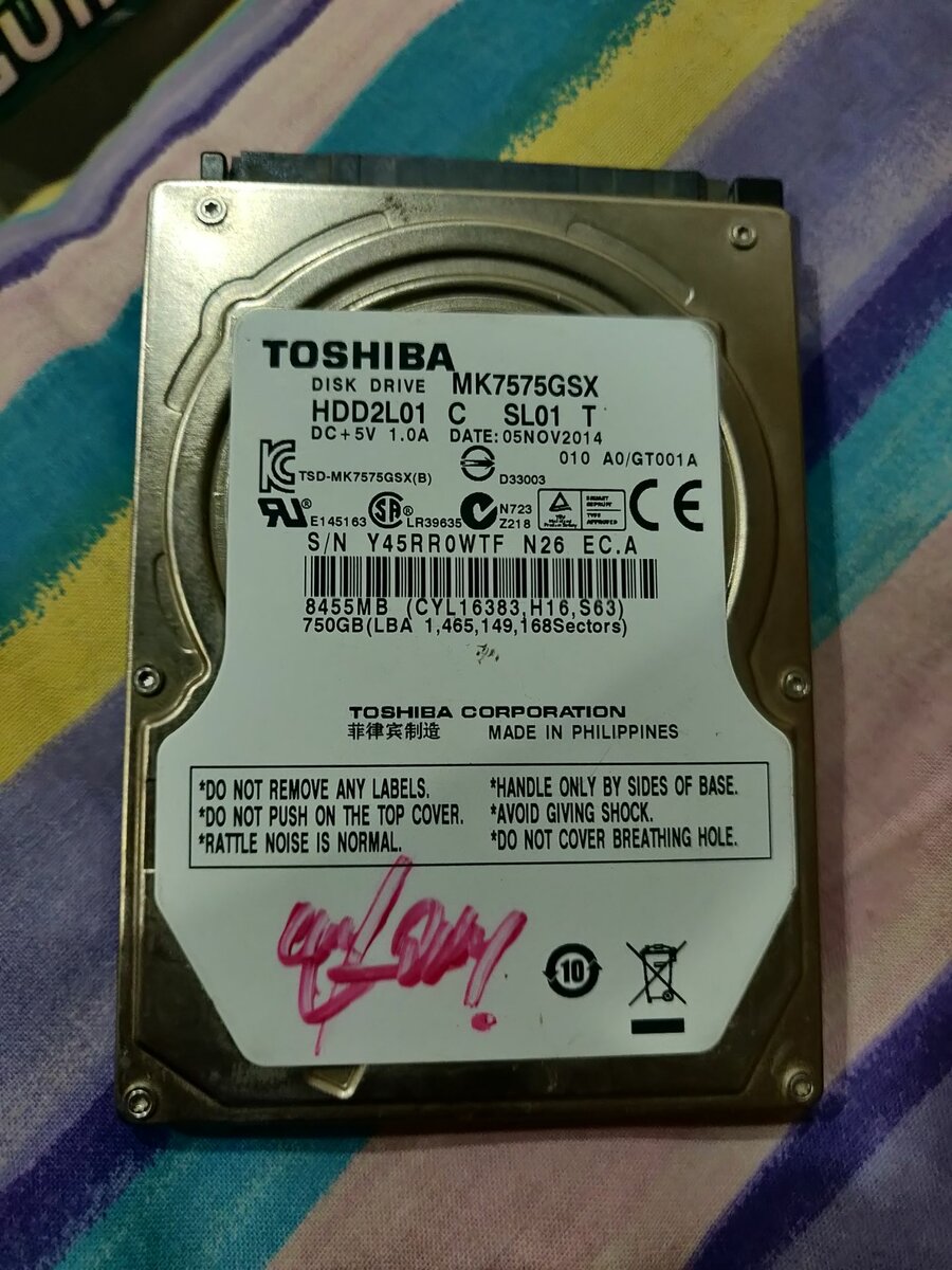Toshiba 750Gb SATA HDD