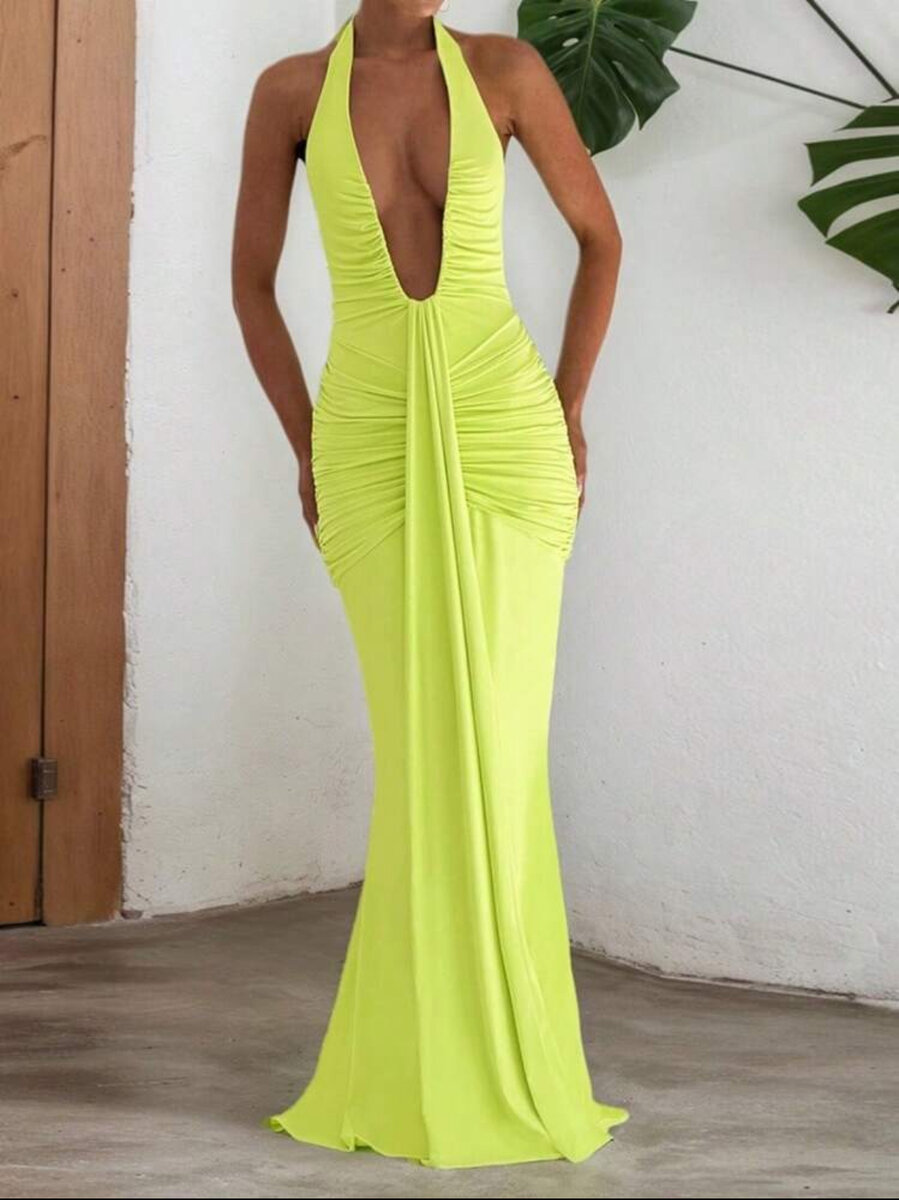 Élégante robe dos nu jaune