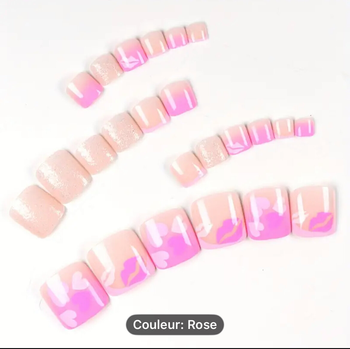 Ongles Faux Rose Romantique