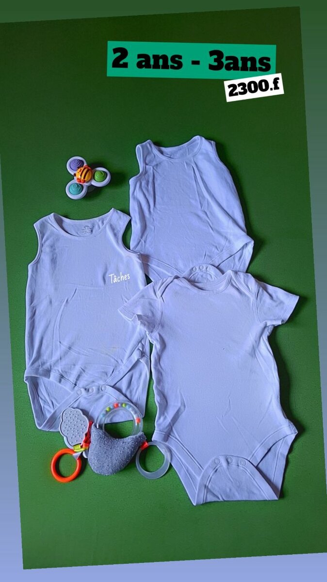 Lot de bodies 2-3 ans - Blancs