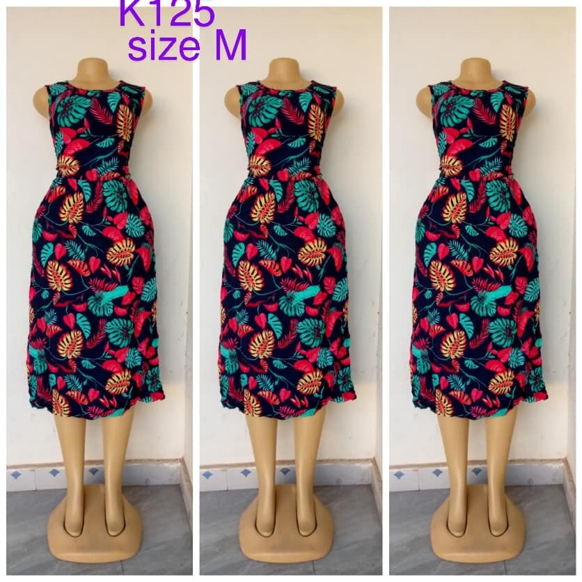 Dress dark blue, floral print, size M