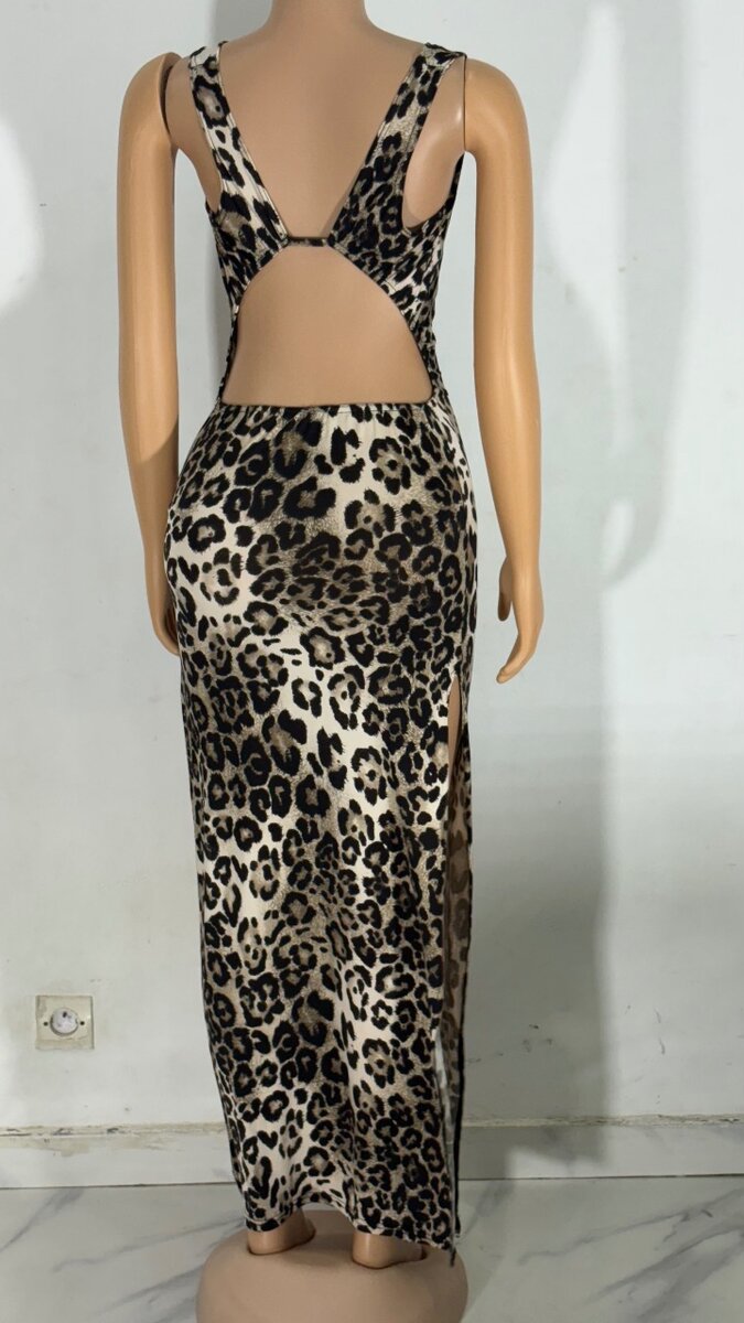 Robe Longue Léopard Dos Ouvert