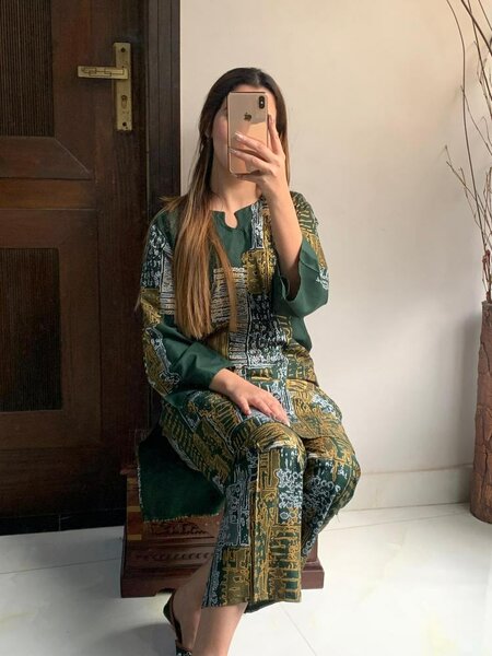 2pc stitched lawn printed