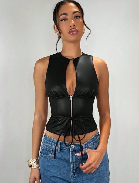 Top corset noir sans manches