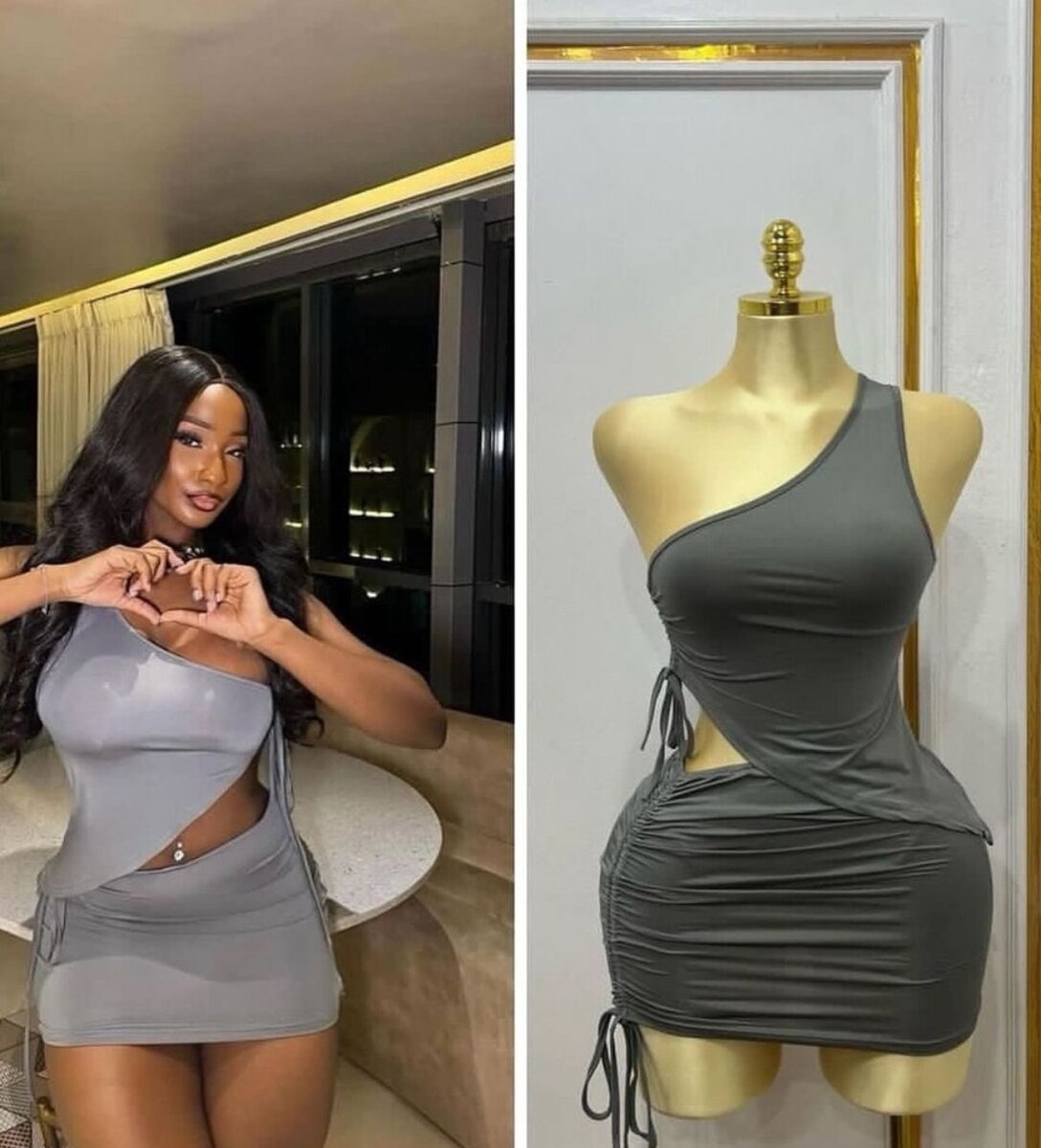 Robe moulante asymétrique mode