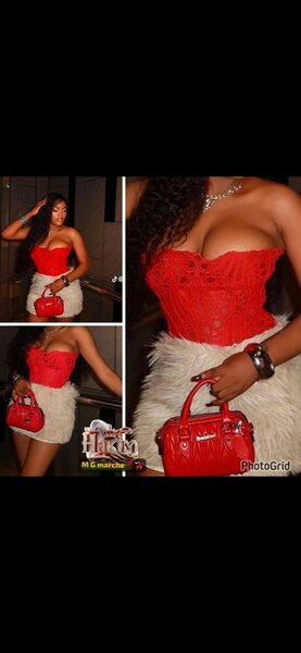 Top bustier rouge en dentelle