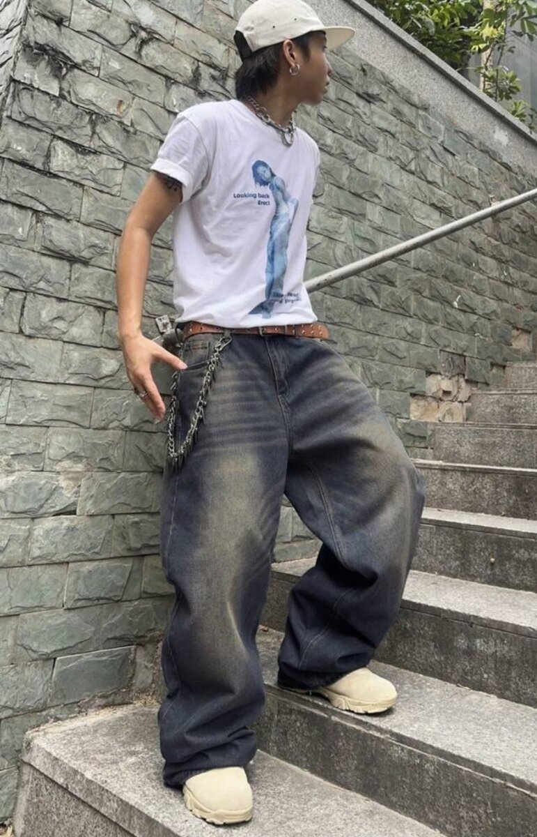 Jean large style urbain