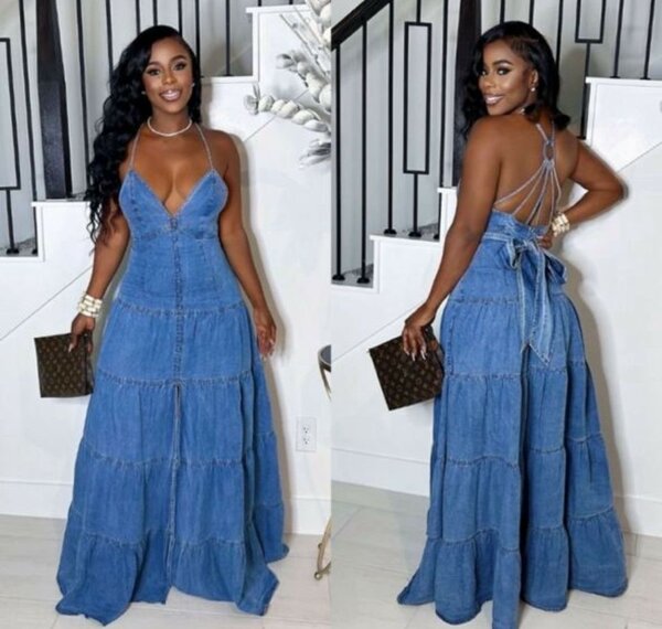 Robe longue en denim élégante