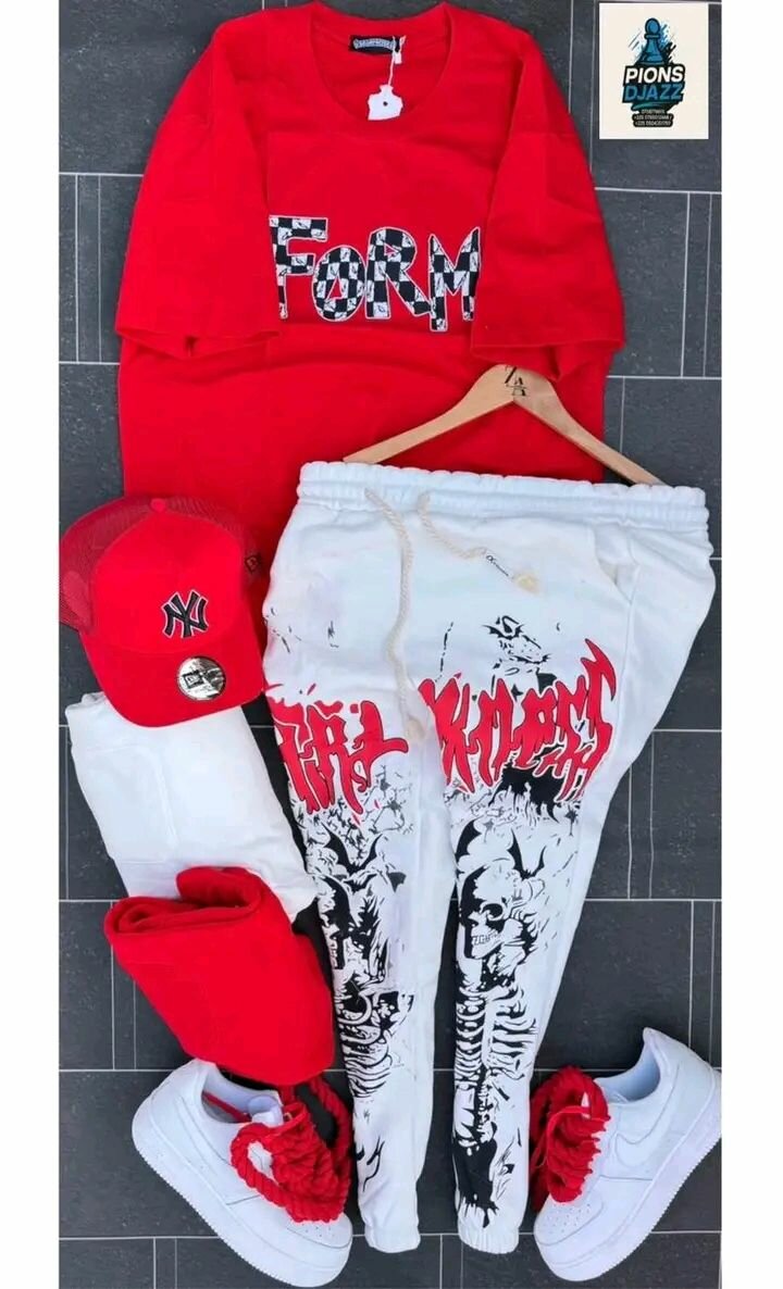 Tenue décontractée rouge et blanche