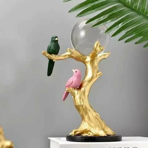 CRYSTAL BALL BIRD TREE ORNAMENT