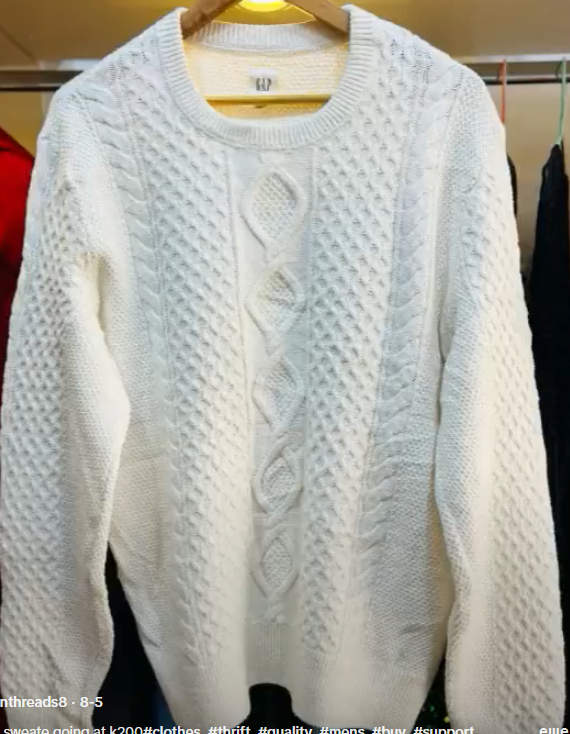 Men's white knitted sweater