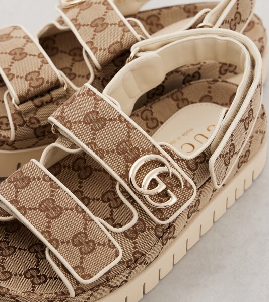 GUCCI New Marmont GG leather-trimmed sandals