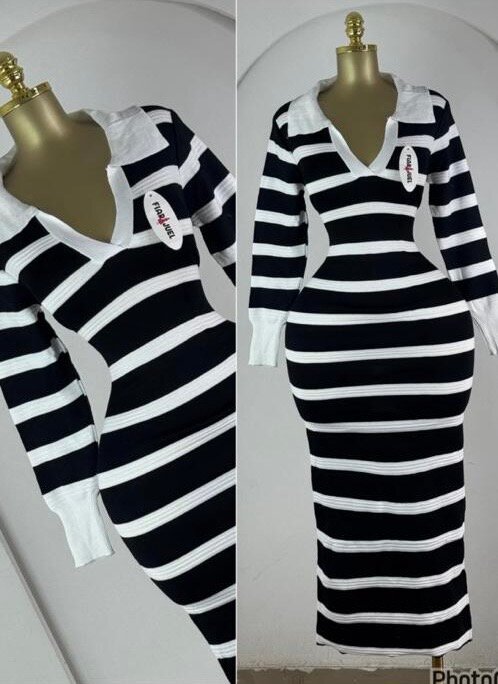 Robe rayée élégante femme