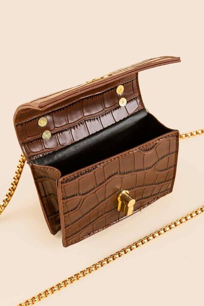 HAUTE SAUCE TEXTURED LOCK SLING BAG WITH CHAIN STRAP