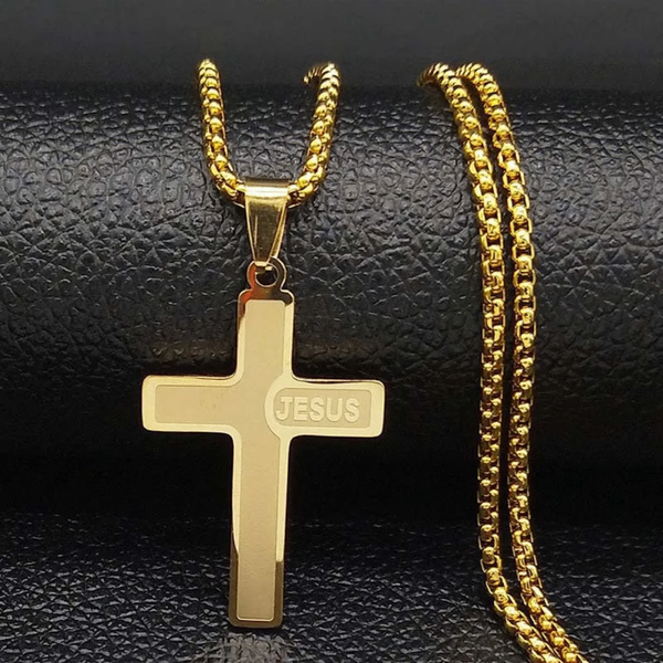 Collier Croix Dorée Jésus