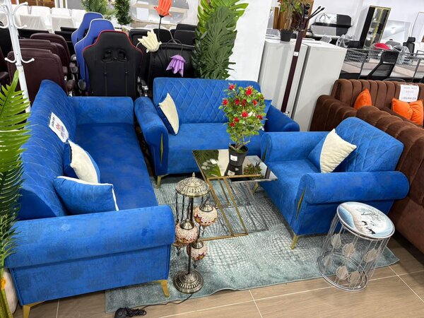 Ensemble de salon en velours bleu