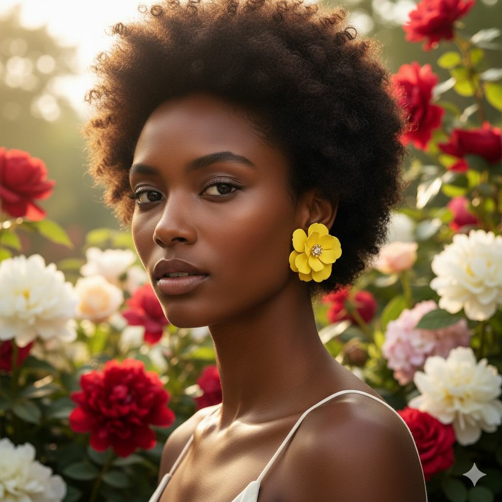 Boucles d'oreilles fleur jaune