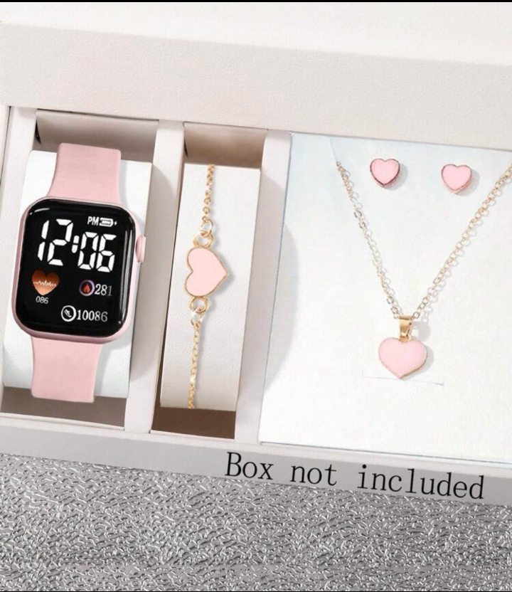 Ensemble smartwatch rose et bijoux