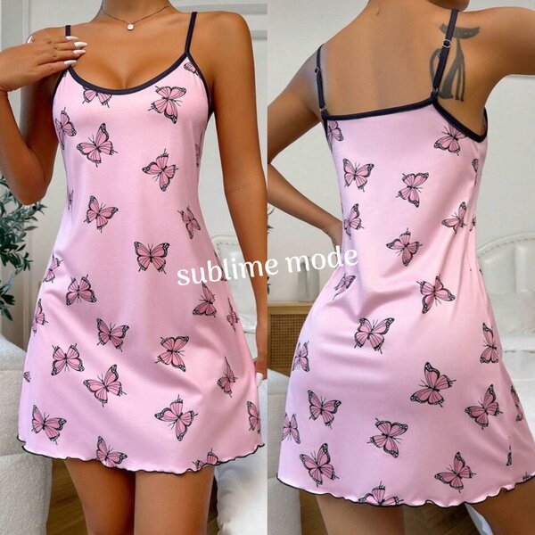 Robe nuisette rose papillons