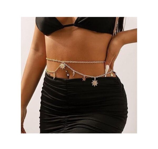 Ceinture chaîne dorée bohème