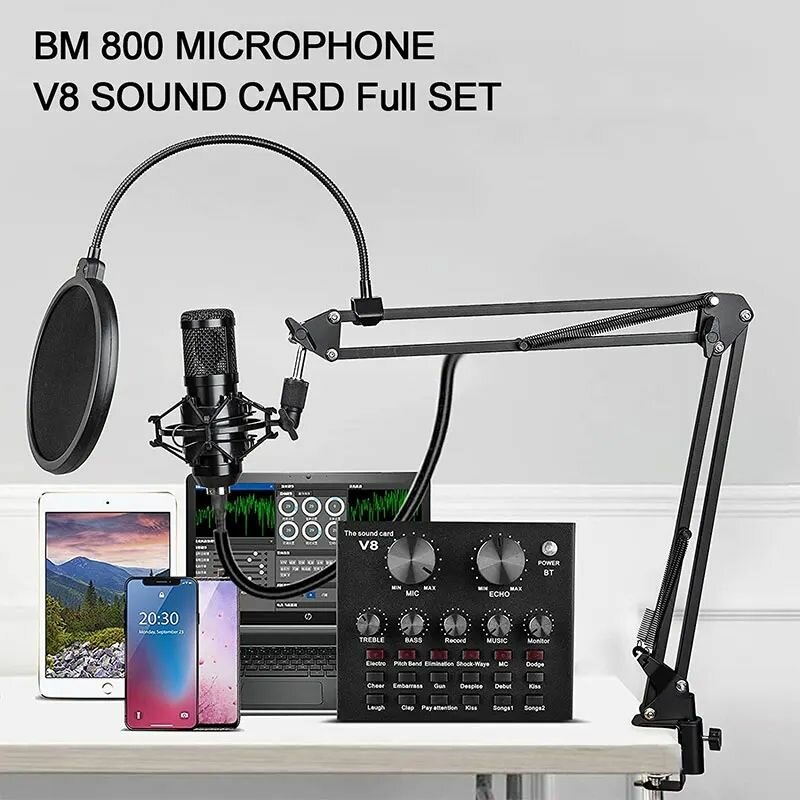 BM800 Microphone And Livestream Sound Card