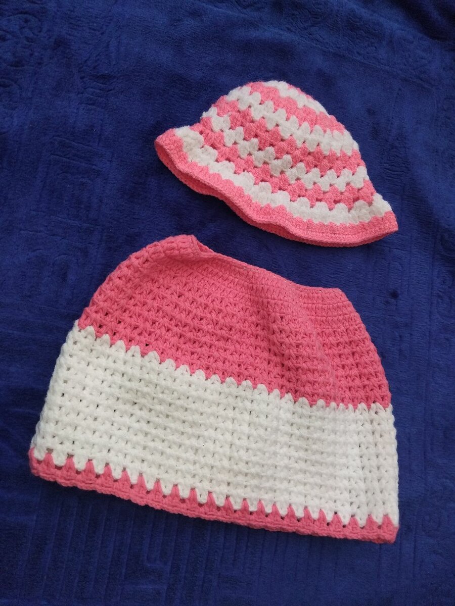 Set crochet bébé rose et blanc