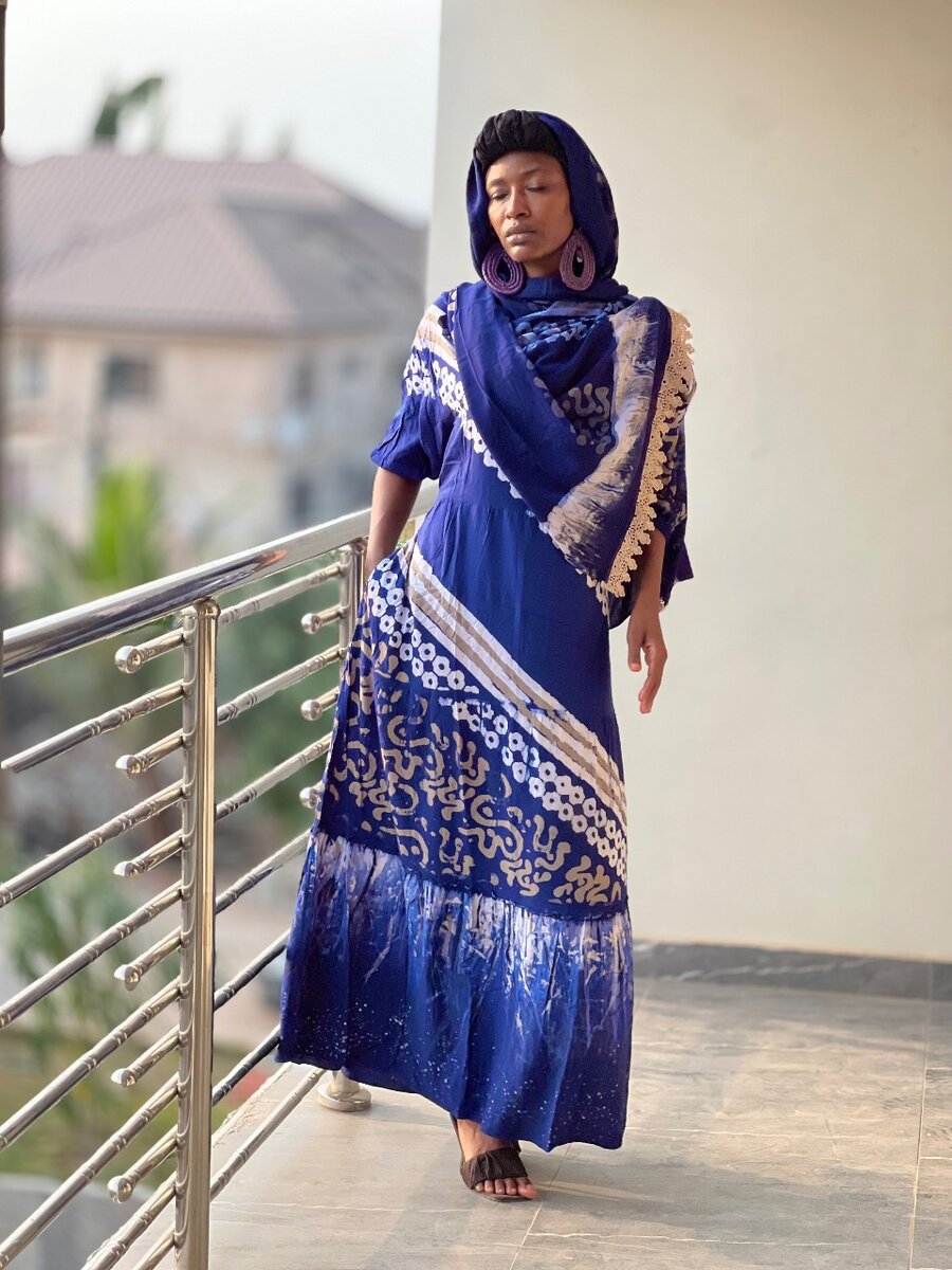 Batik Dress with Veil