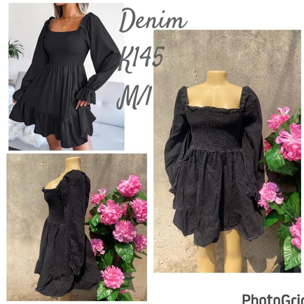 Beautiful and stylish women's denim dress black