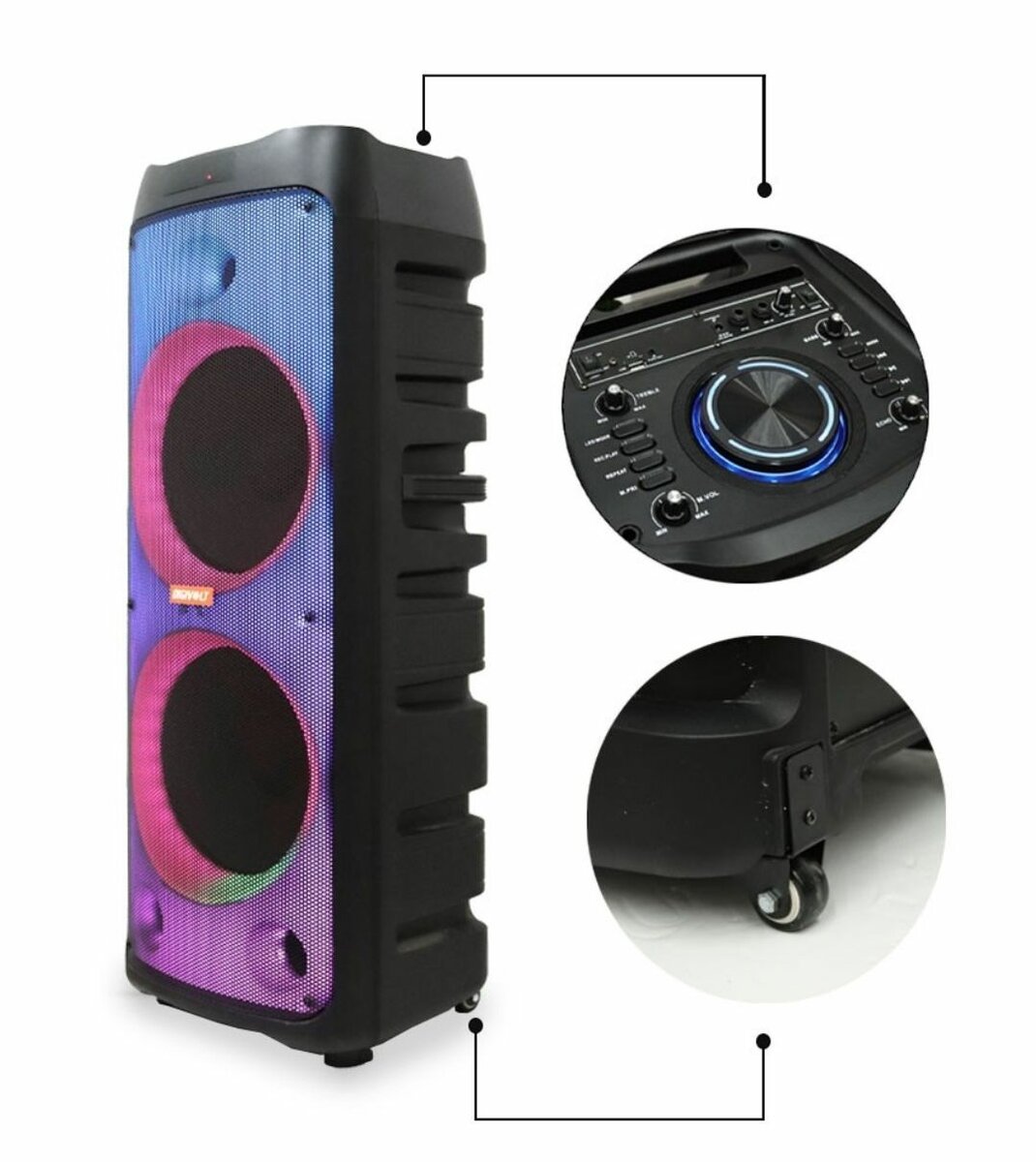 12 COLOURFUL LIGHTING PORTABLE SPEAKER WITH WHEELS