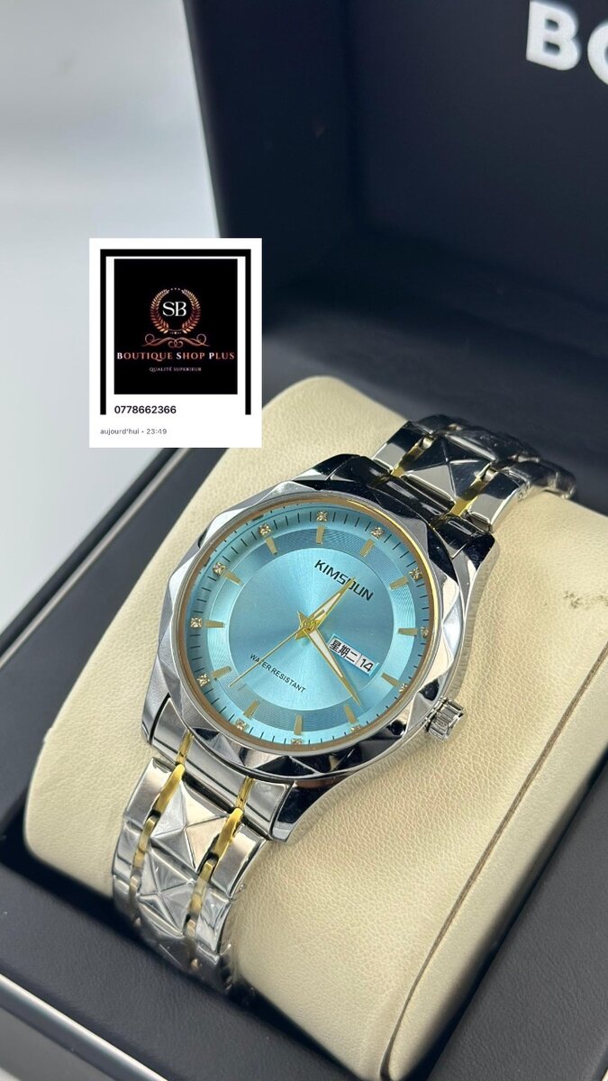 Montre Homme Élégante Bleu Argent