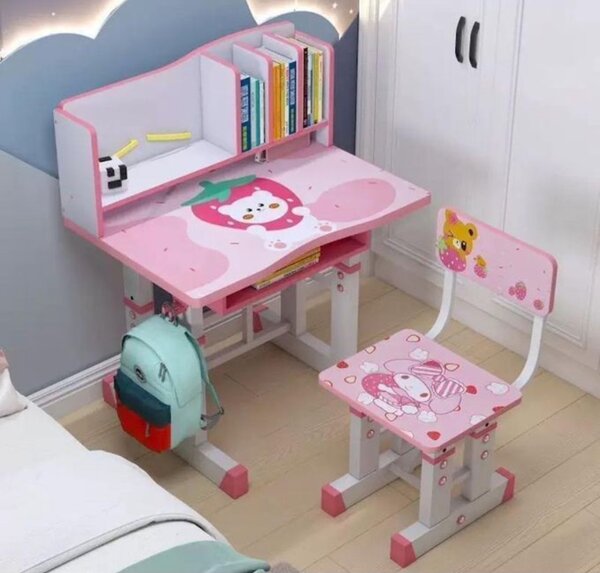 Cartoon Character Adjustable Study Table Sets for Kids -Pink