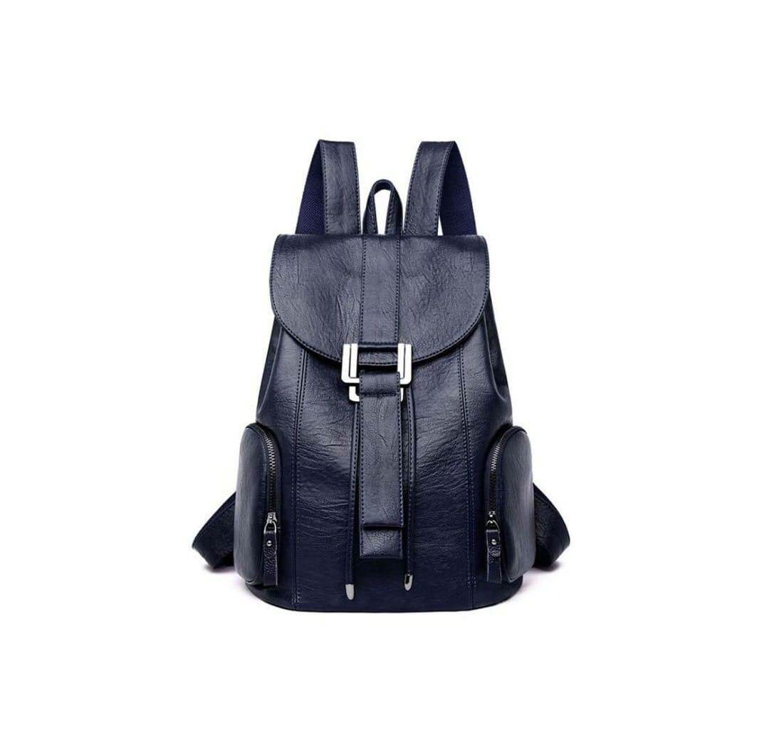 Blue leather backpack