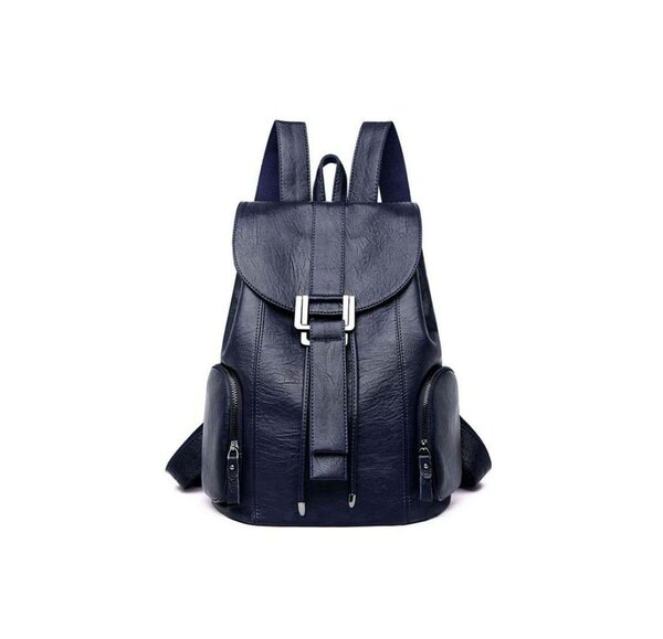 Blue leather backpack