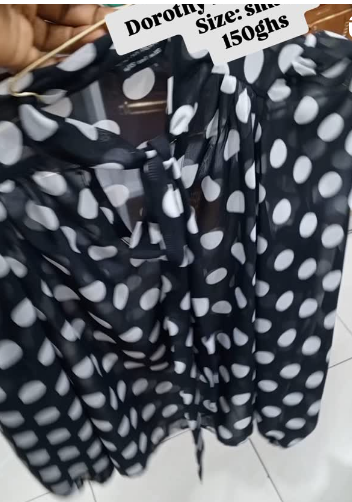 Black blouse with white polka dots, transparent