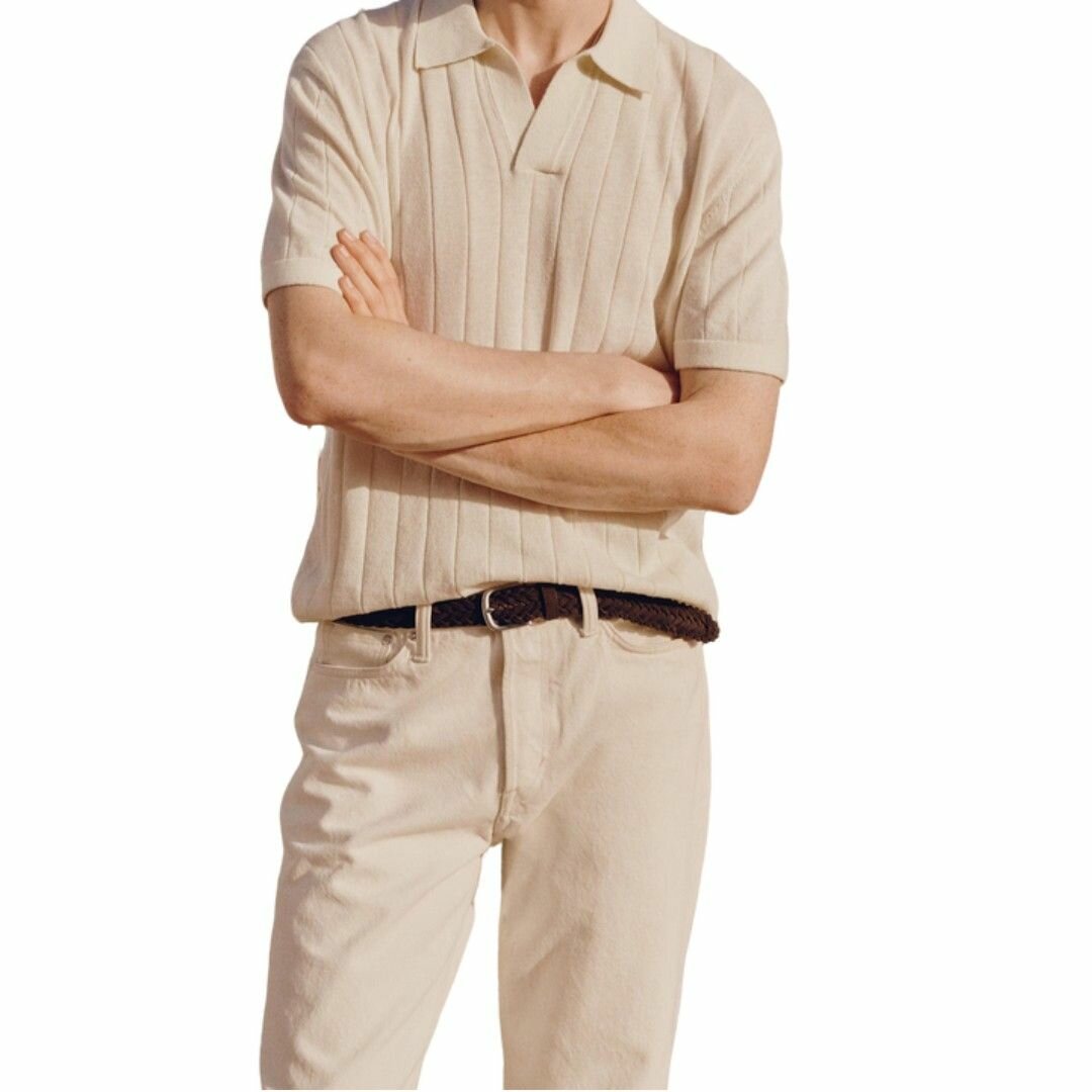 Polo en maille beige