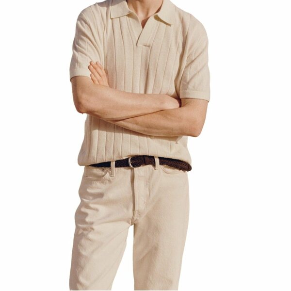 Polo en maille beige