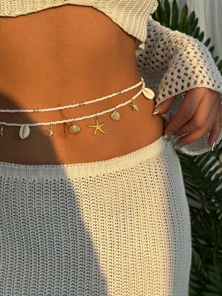 Chaîne de taille bohème en perles