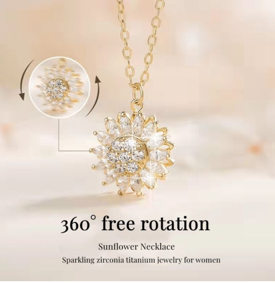 Beautiful Rotating Sunflower Necklaces for sale