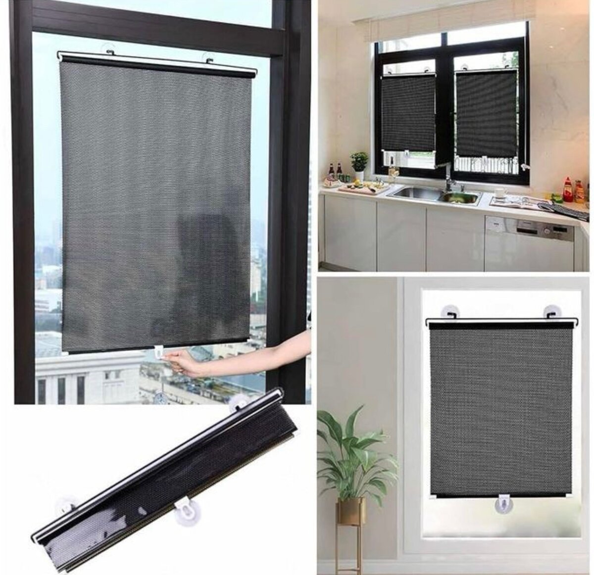 Stores Enrouleurs De Protection Solaire Universels - Noir