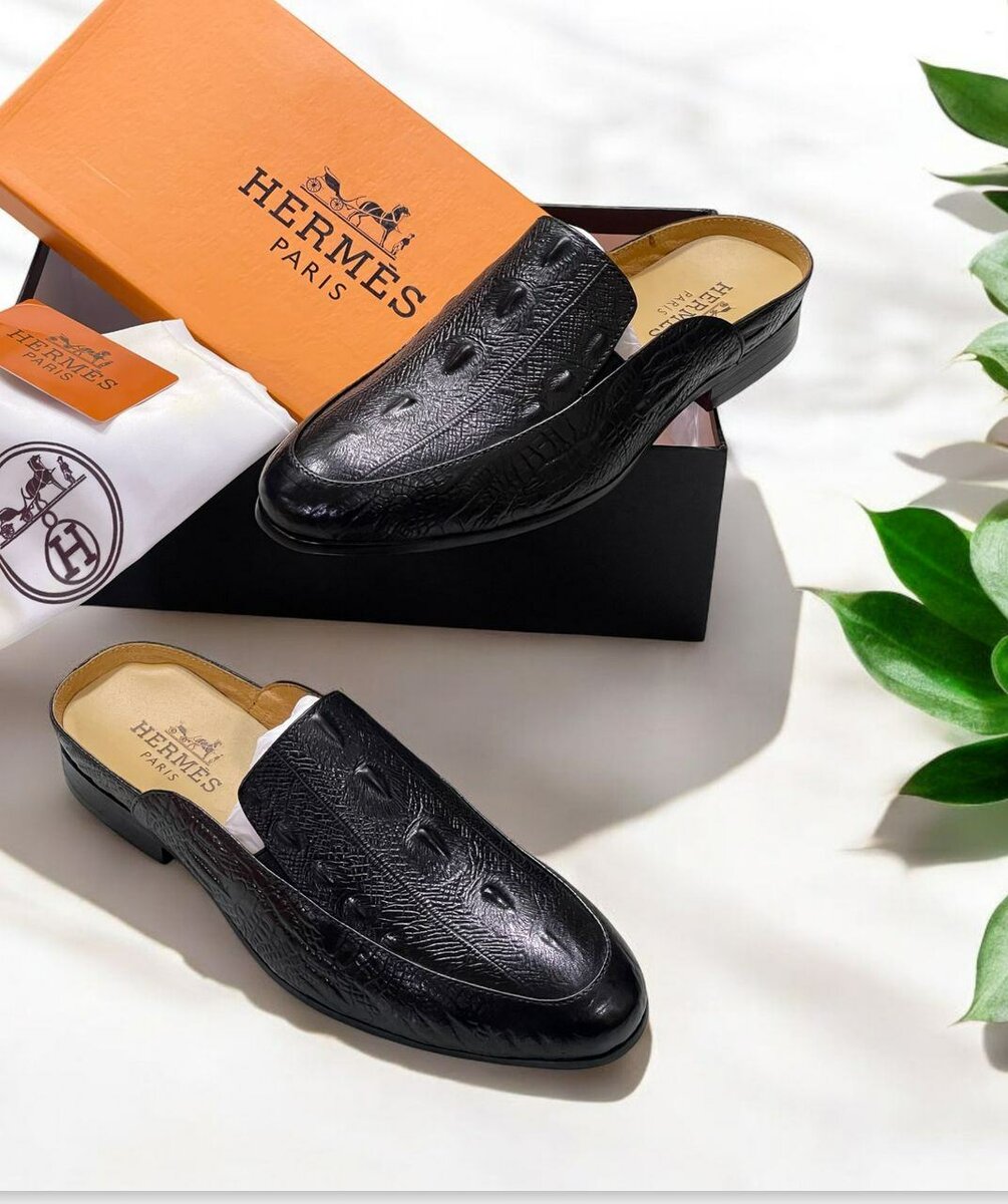 Hermes super quality leather half shoes