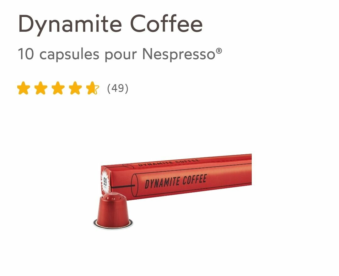 Dynamite Coffee 10 capsules pour Nespresso
